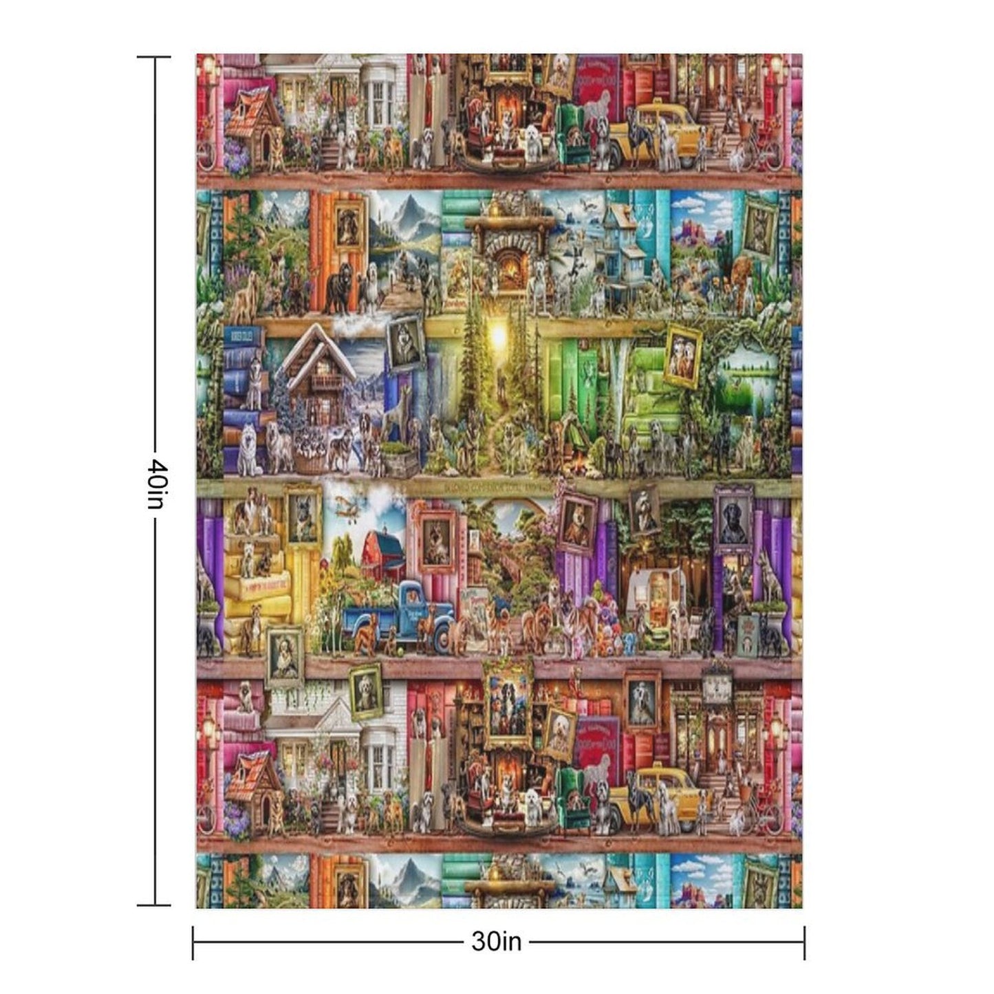 The Library of Dogs Machine-washable Throw Blanket