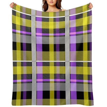 Nonbinary Flag Check Machine-washable Throw Blanket