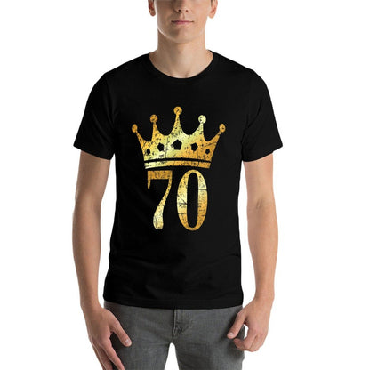 Crown Number 70 (Vintage Golden Yellow) 70th Birthday  Summer-ready Fabric T-Shirt