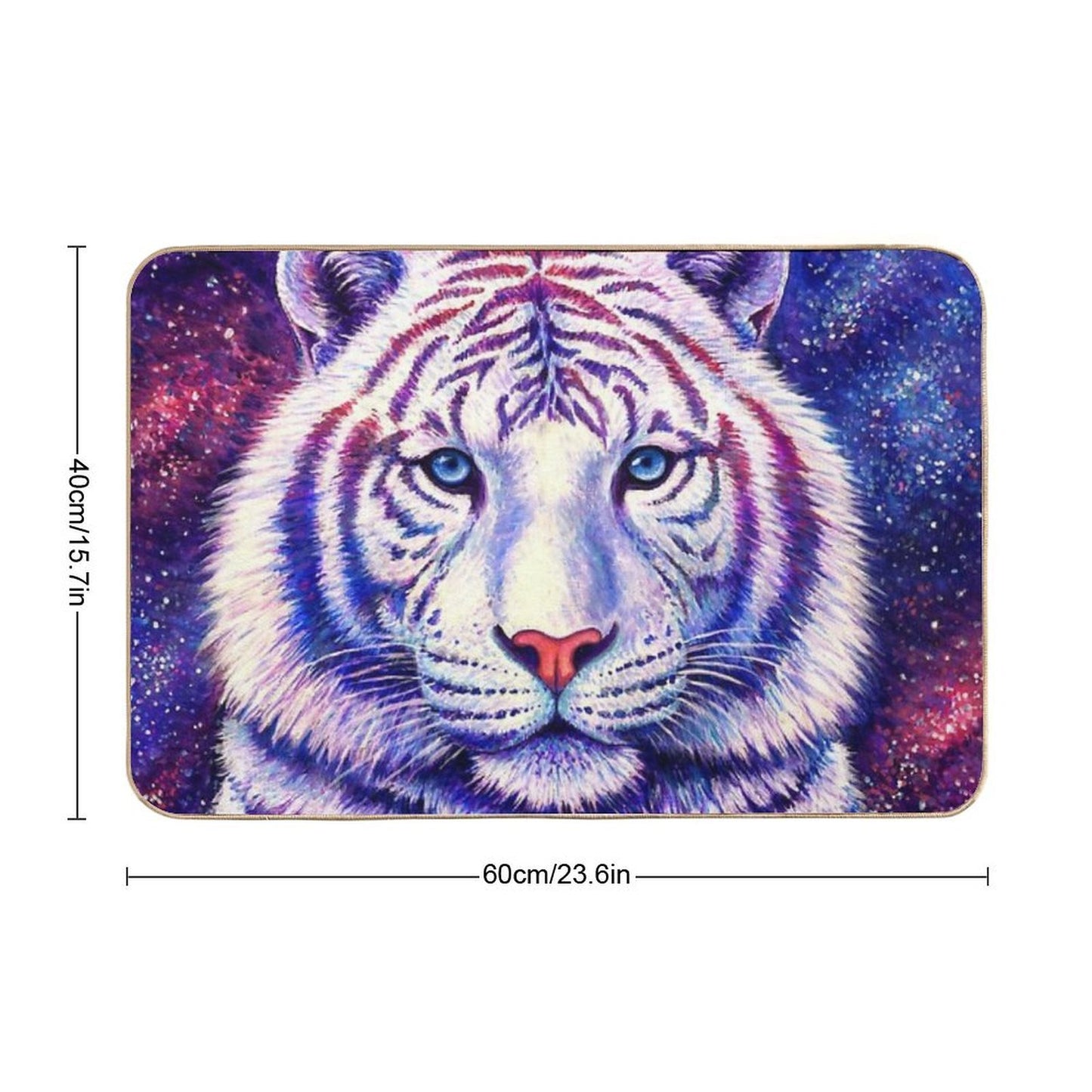 Among The Stars - Cosmic White Tiger  Pet-Safe Bath Mat