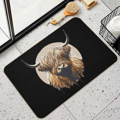 Funny Vintage Scottish Highland Cow Heilan Coo  Fade-Resistant Bath Mat