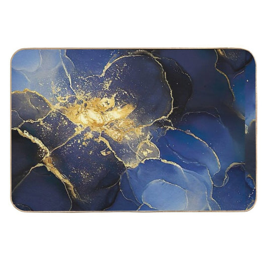 Garside Blue Abstract Marbling  Easy Maintenance Bath Mat