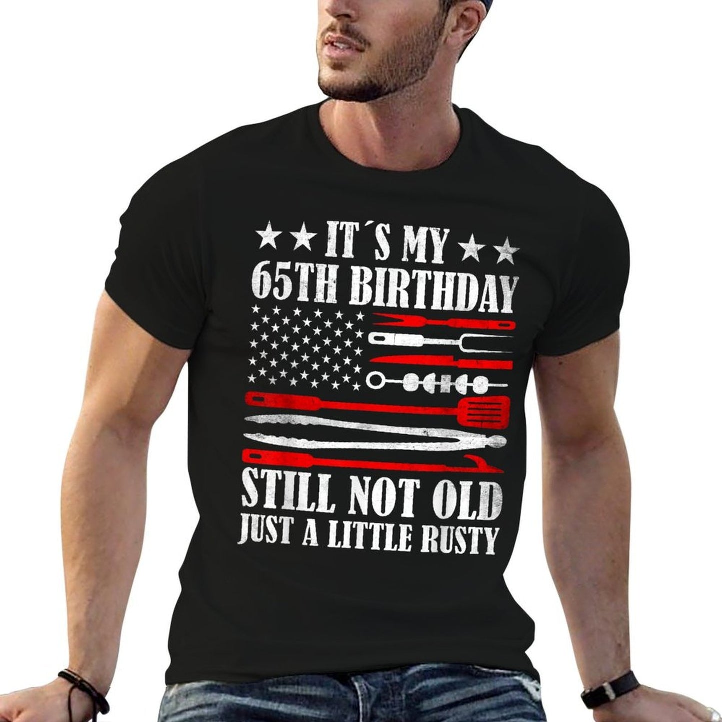 Retro Turning 65 Years Old Vintage US Men's 65th Birthday  Wrinkle-resistant T-Shirt