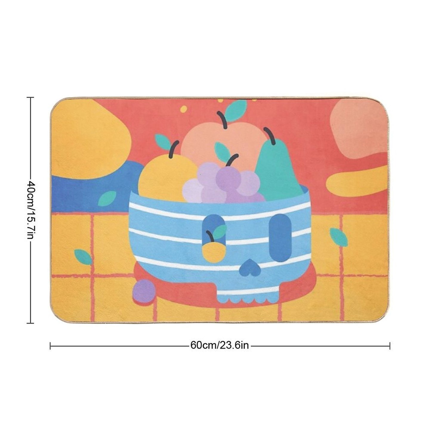 Skull Fruit Bowl Durable Bath Mat