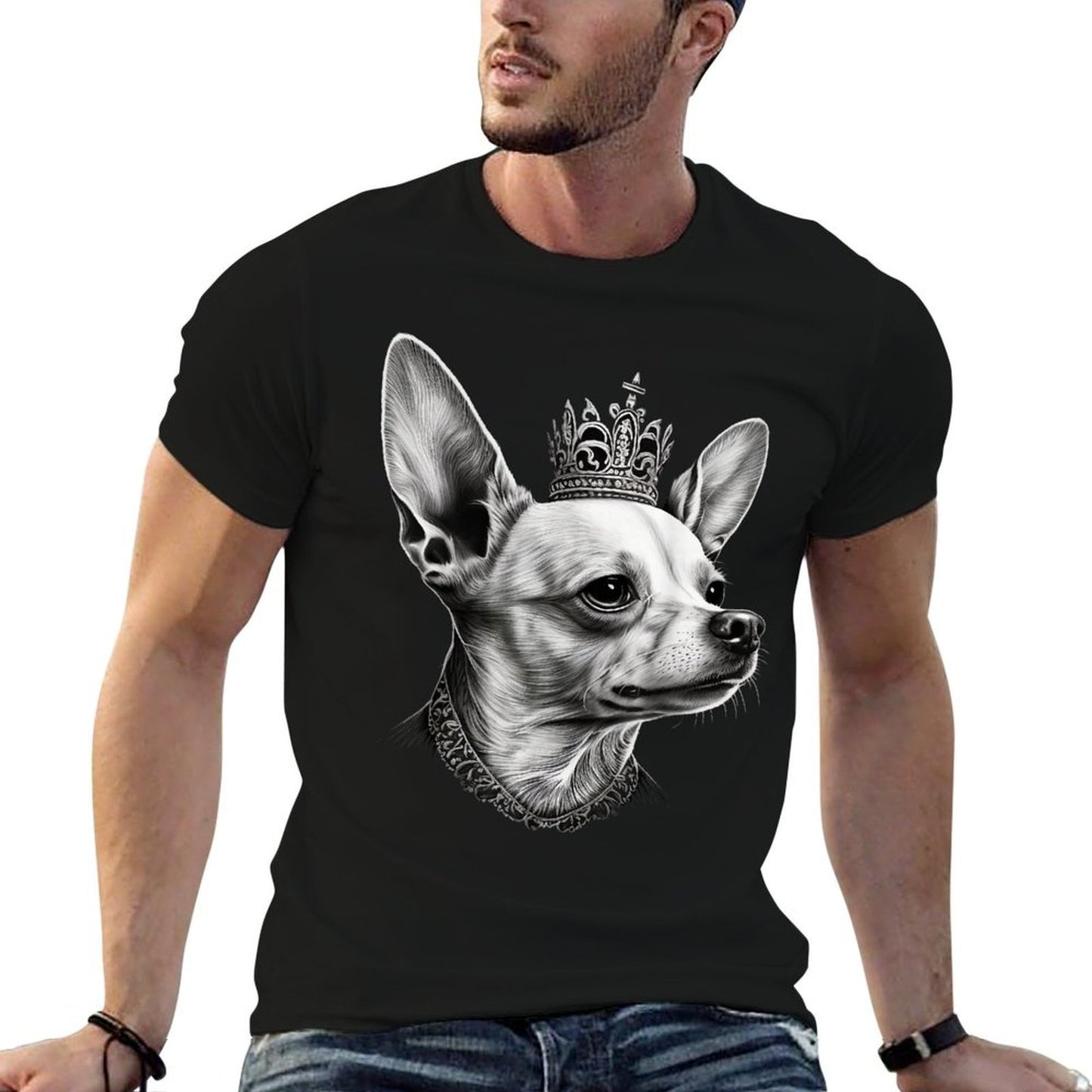 Black And White Chihuahua Dog on Crown Chihuahua  Quick-drying T-Shirt
