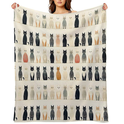 Adorable Cat Artistry Seamless Pattern Travel-friendly Throw Blanket