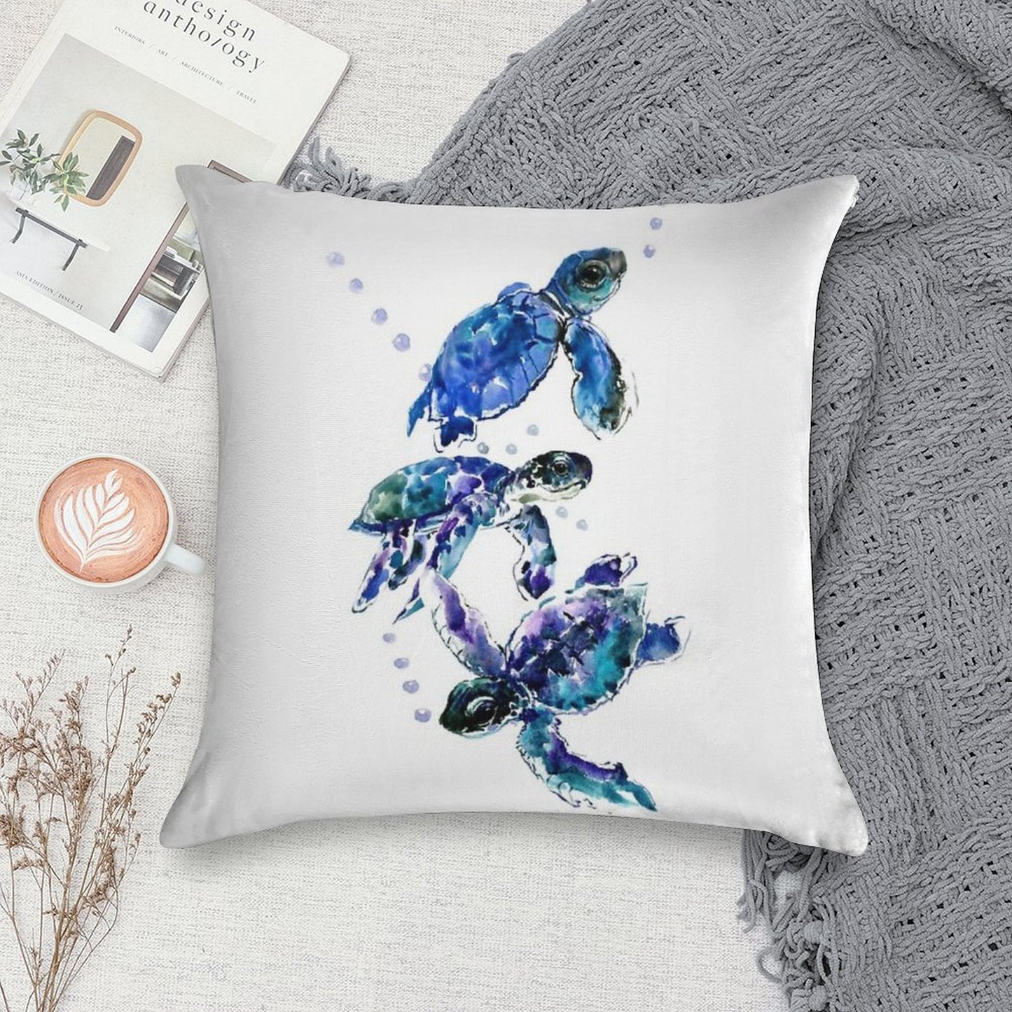 Three Sea Turtles Soft Warmth Comfort Throw Pillow