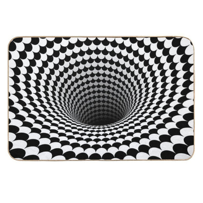 Optical Illusion Black And White Scales Houndstooth Black Hole Vortex  Stain-Proof Bath Mat