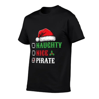 Naughty Nice Pirate Santa Hat Xmas Holiday Christmas Pirate  Quick-drying T-Shirt