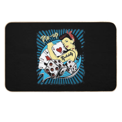 Rockabilly Pin Up Girl Vintage 1950s Sock Hop Rock And Roll  Eco-Friendly Bath Mat