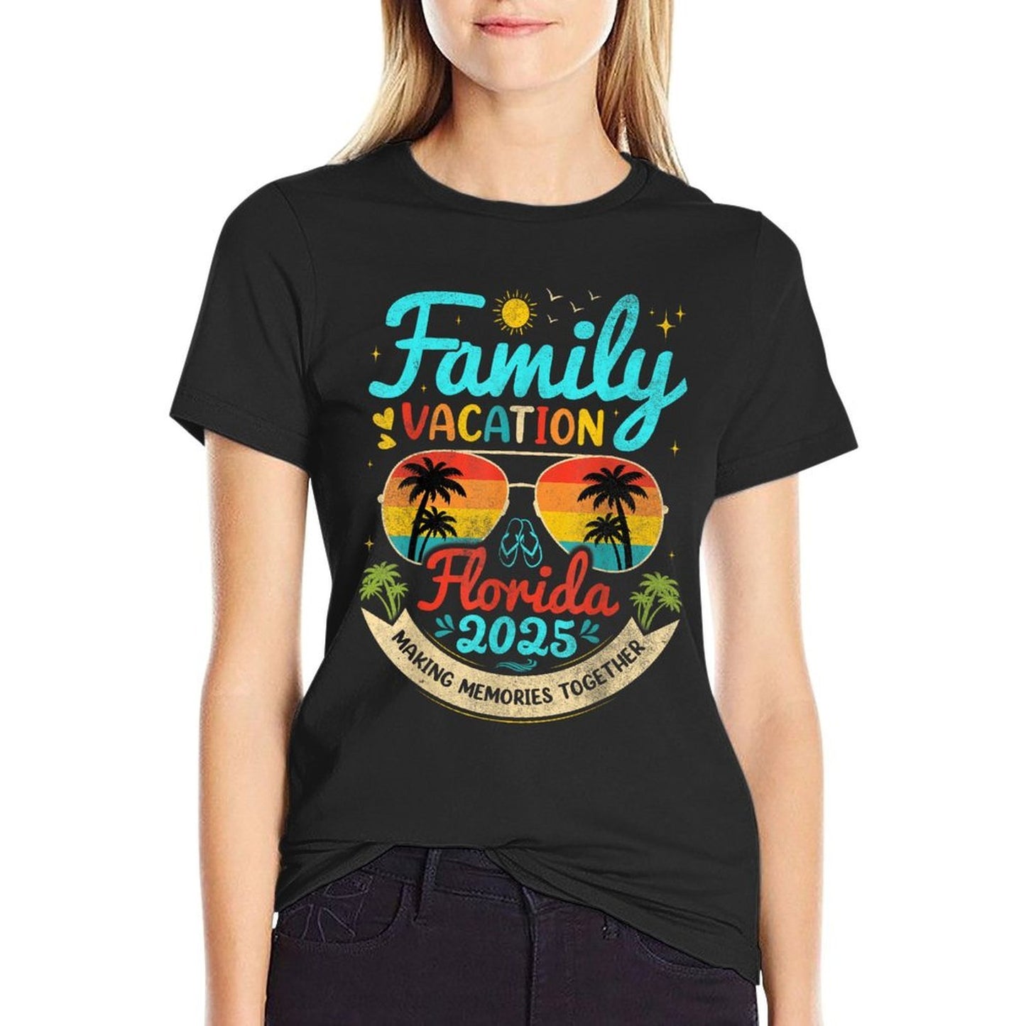 Vintage Family Vacation Florida 2025 Florida Group  High-quality Stitching T-Shirt
