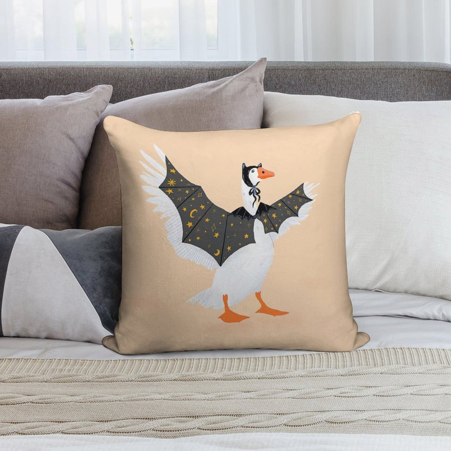 Bat Goose Soft Reinforced Edging Throw Pillow