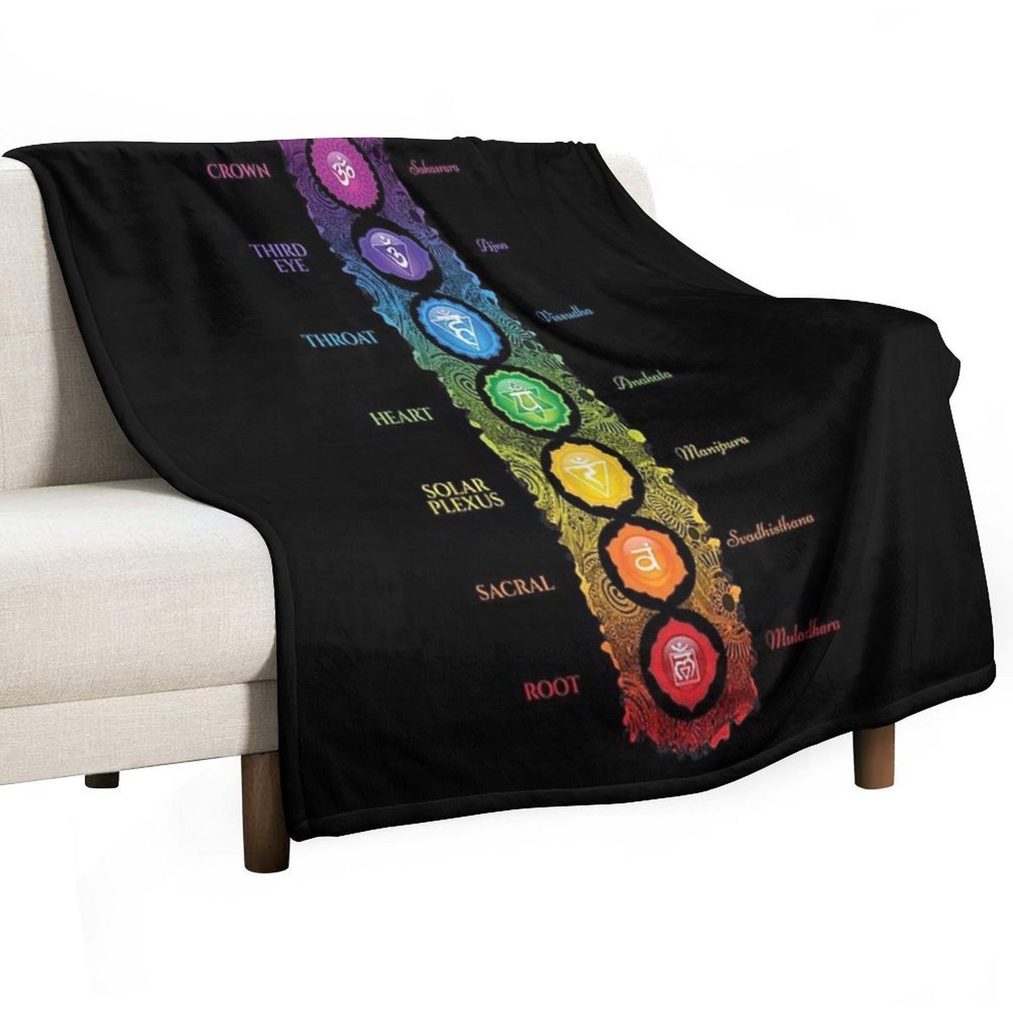 7 Chakra Symbols & Names - 62 VTBBG Shrink-resistant Throw Blanket