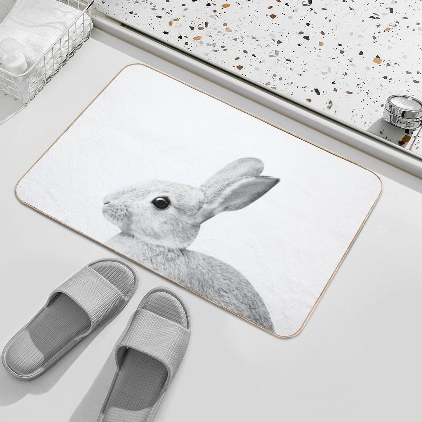 White Baby Bunny #1 #decor #art  High-Traffic Bath Mat