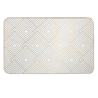 White Gold Print Diamond Pattern  Versatile Bath Mat