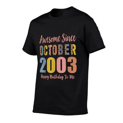 Awesome Since October 2003 21 Years Old 21st Birthday  Rolled Sleeves T-Shirt