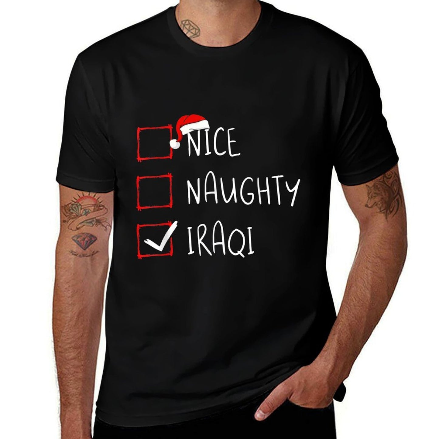 Nice Naughty Iraq Christmas Iraqi Heritage Roots  Cotton T-Shirt
