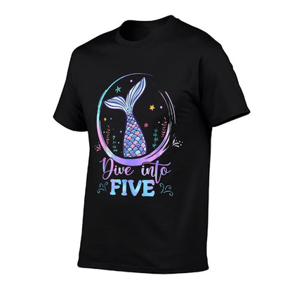 Dive Into Five 5th Birthday Mermaid Theme Party 5 Years Old  Quick-drying T-Shirt