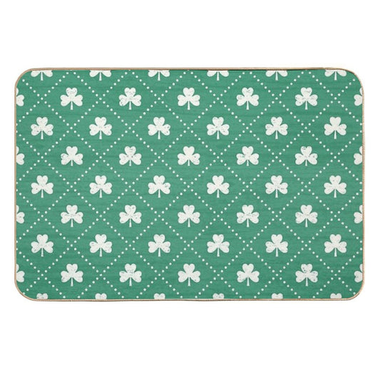 Shamrock On! - Emerald Green Background  Repositionable Bath Mat
