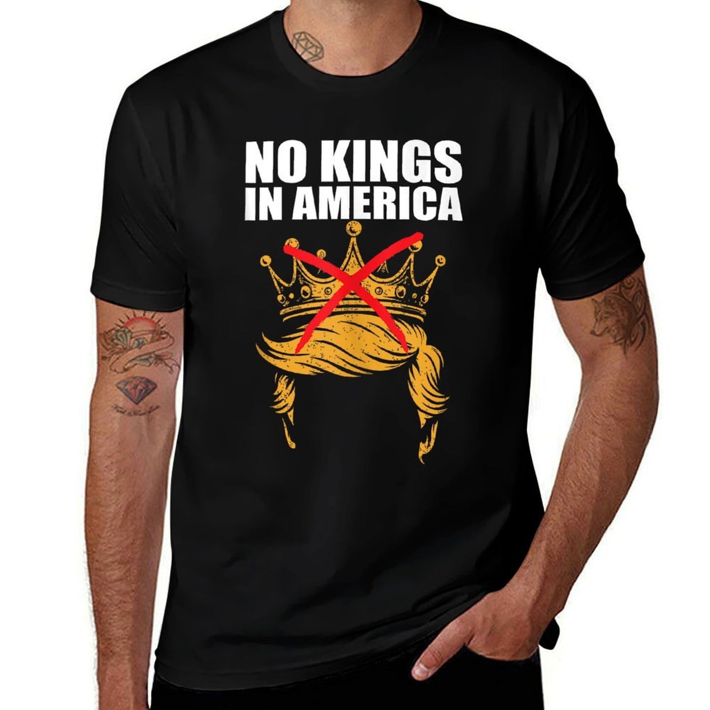 No Kings In America Anti ICE Patriotic Activist Protest Dem  Fade-proof Color T-Shirt