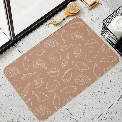 Seashell Outline on Sand Pattern  Stain-Proof Bath Mat