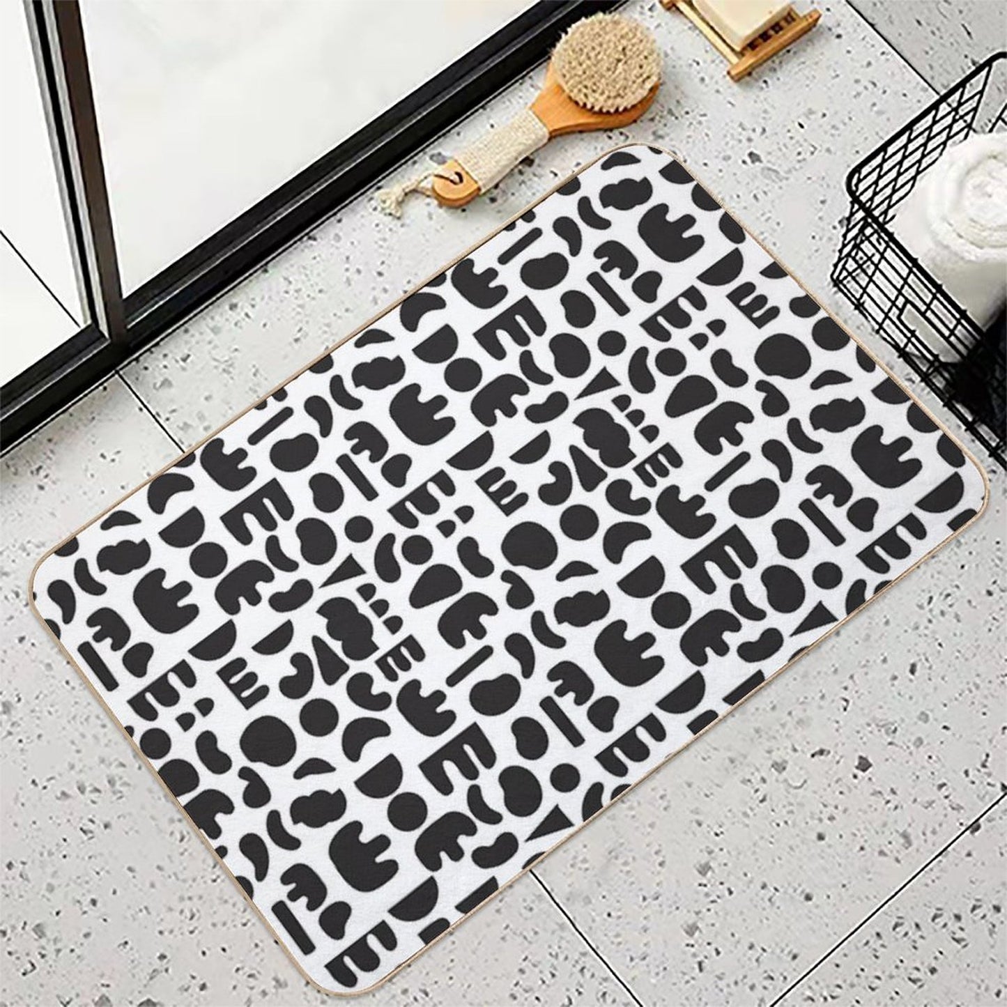 Black And White - Abstract Pattern Dance  Fade-Resistant Bath Mat