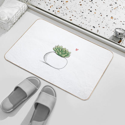Succulent in Plump White Planter  Slip-Resistant Bath Mat