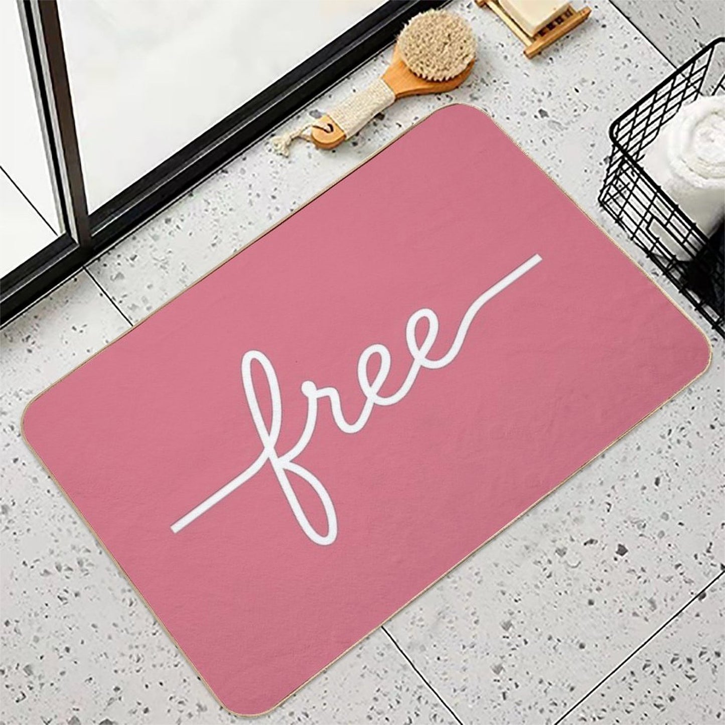 Line Shaped Into The Word Free  Repositionable Bath Mat