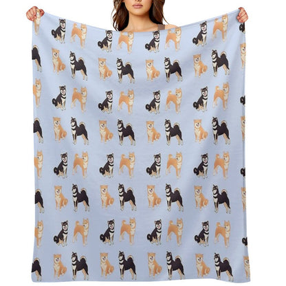 Shiba Inu Dogs Pack Sustainable Throw Blanket