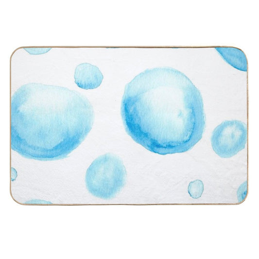 Turquoise BLUE Watercolor Bubbles  High-Traffic Bath Mat