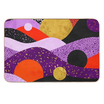 Terrazzo Galaxy Purple Orange Gold  Easy Maintenance Bath Mat