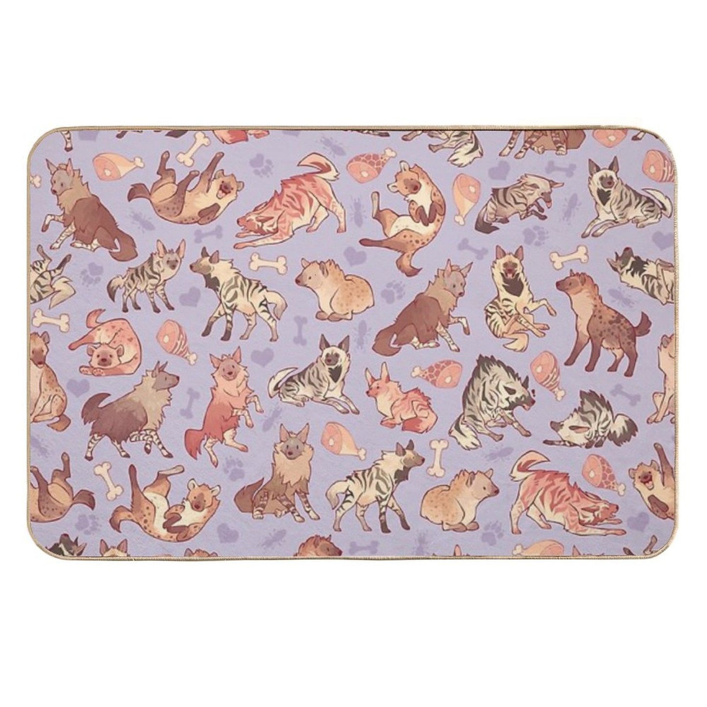 Hyenas in Lavender  Long-Lasting Bath Mat