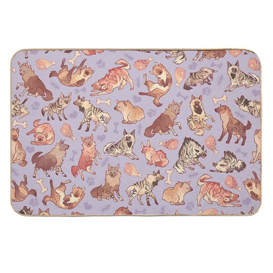 Hyenas in Lavender  Long-Lasting Bath Mat