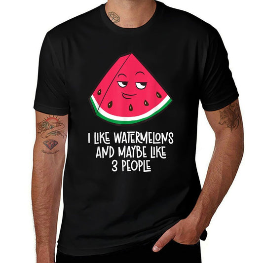 I Like Watermelons And Maybe Like 3 People Cute Watermelon  Oversized Silhouette T-Shirt