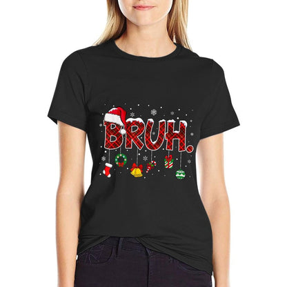 Bruh Funny Saying Christmassns Boys Xmas Pajamas  Oversized Silhouette T-Shirt