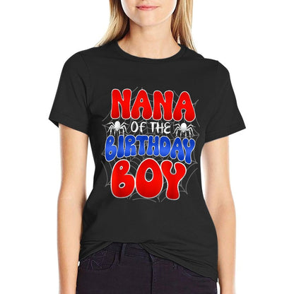 Nana of The Birthday Boy Costume Spider Web Birthday Party  Affordable Price T-Shirt