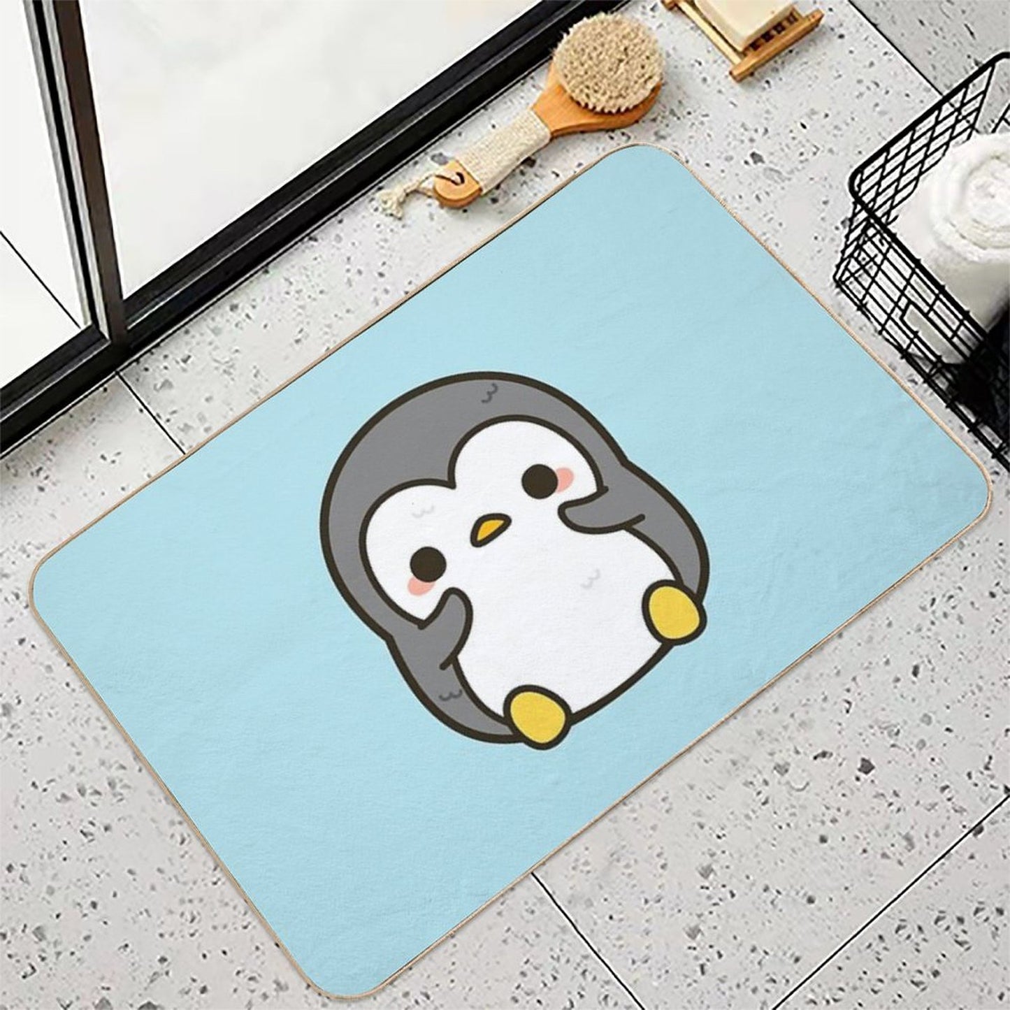 Shy Penguin  Dirt-Trapping Bath Mat