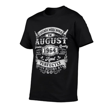 60 Years Old Legend Since August 1964 Vintage 60th Birthday  Tagless Design T-Shirt