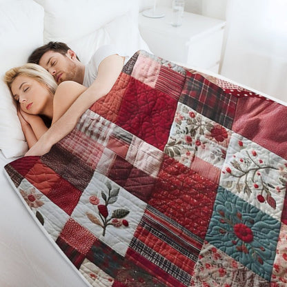Radiant Red Patchwork Pattern Lightweight Throw Blanket