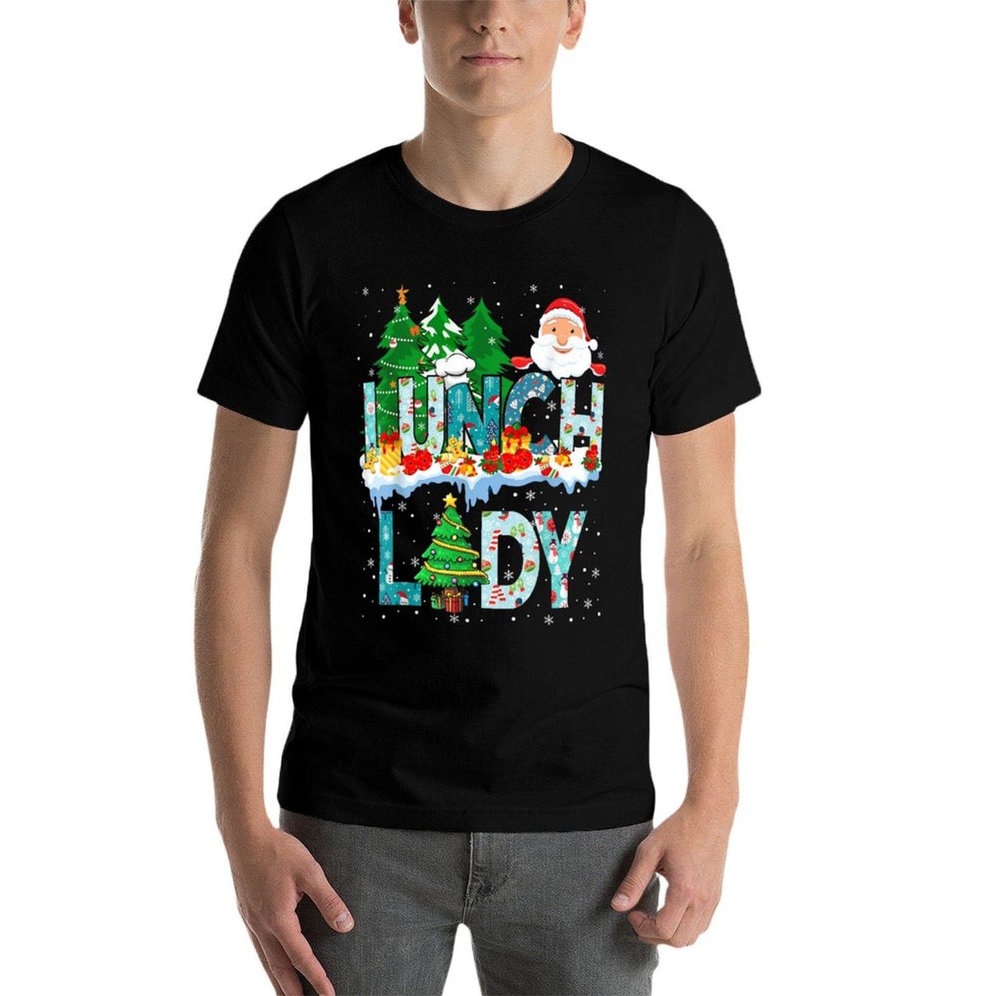 Lunch Lady Christmas Tree Santa Matching Xmas Lunch Lady  Moisture-wicking T-Shirt
