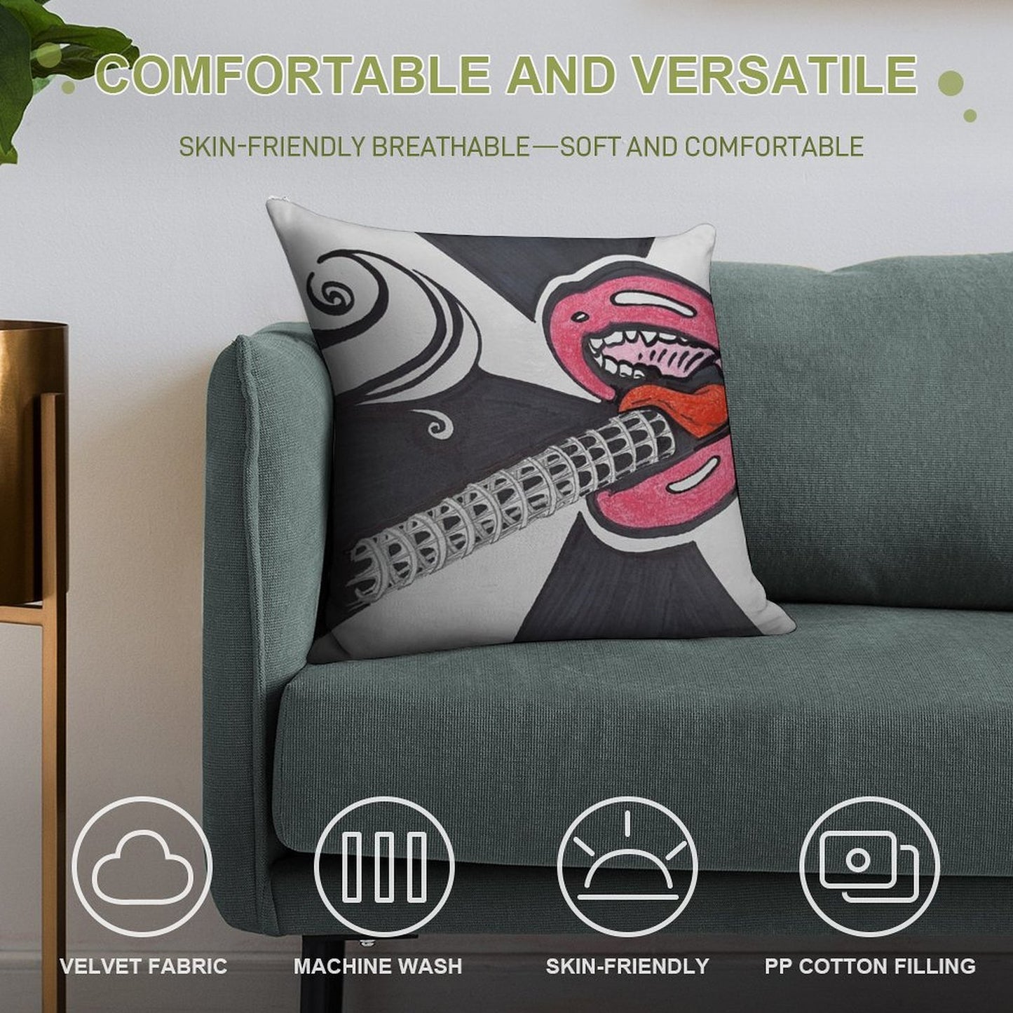 Mouth An Cig Soft Style Accent Throw Pillow