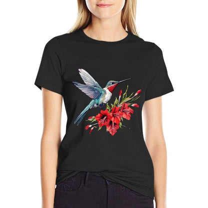 Watercolor Flower Hummingbird For Women  Odor-resistant T-Shirt