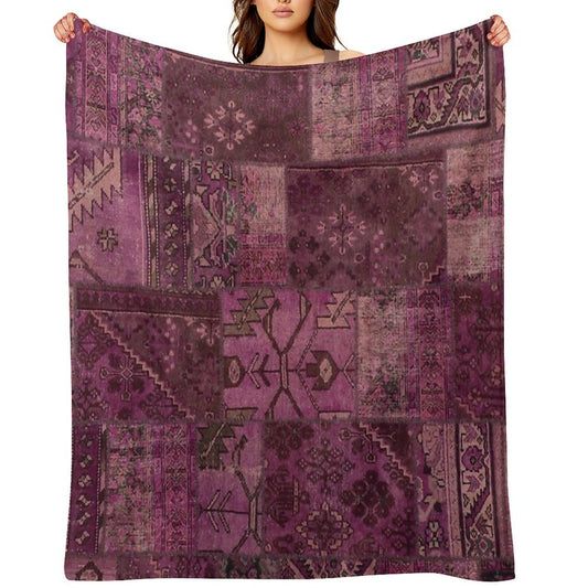 Persian Vintage Vintage Patchwork Red Sustainable Throw Blanket