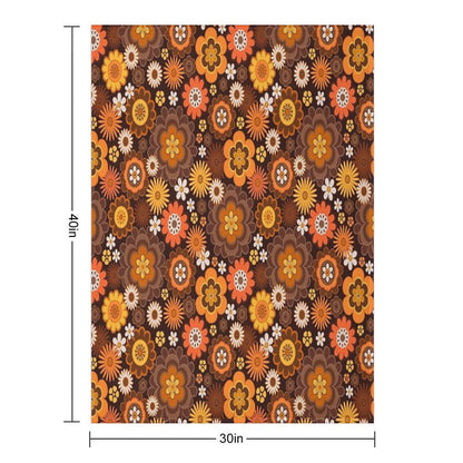 Vintage Retro 70s Floral Pattern Lightweight Throw Blanket