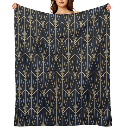 Art Deco in Navy And Gold Anti-pilling Throw Blanket