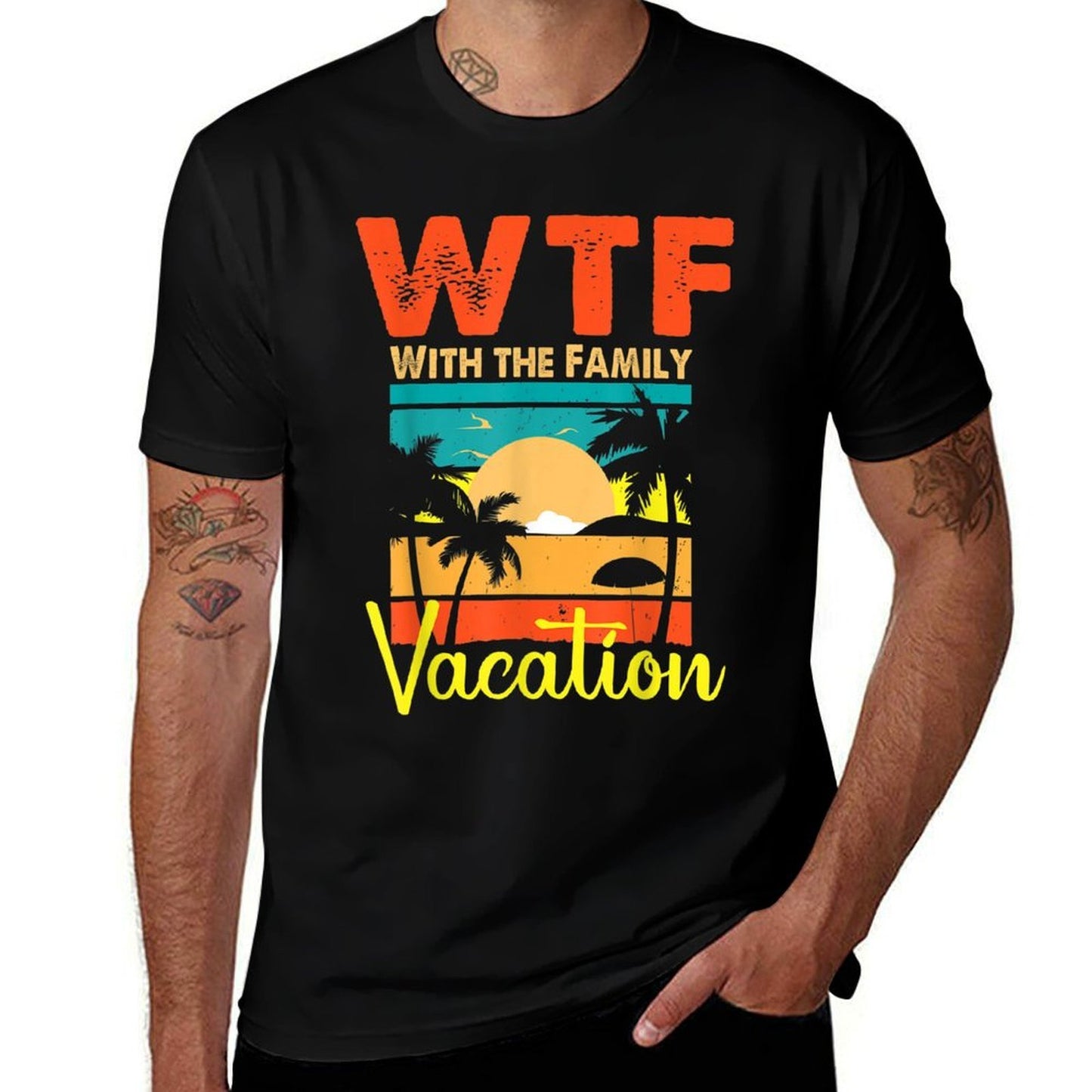Sunset Retro Vintage WTF With The Family Vacation Matching  Classic T-Shirt