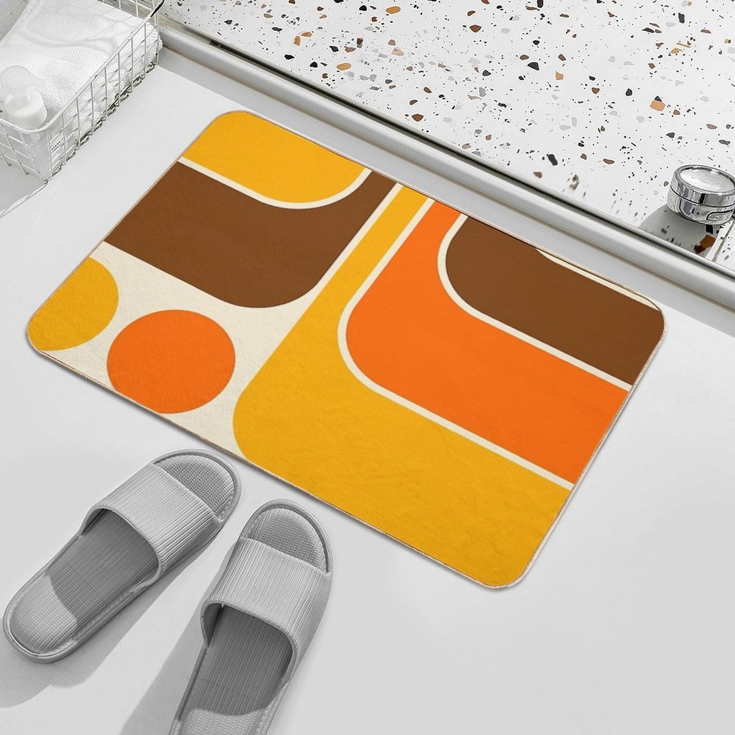 Retro Geometric Design 624  High-Traffic Bath Mat