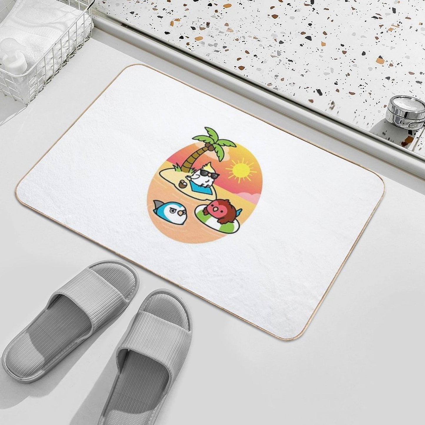 Beach Birds  Slip-Resistant Bath Mat