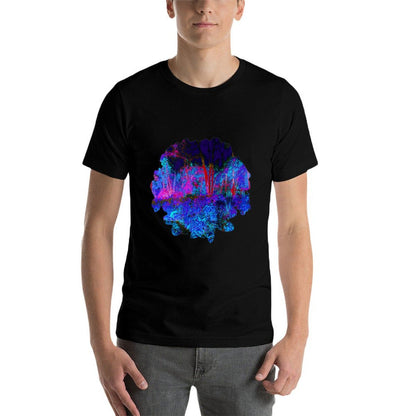 Impressionistic Blue, Purple And Red Garden Landscape  Easy-care T-Shirt