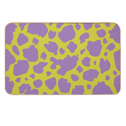 Cow Print - Neon Green & Violet Durable Bath Mat